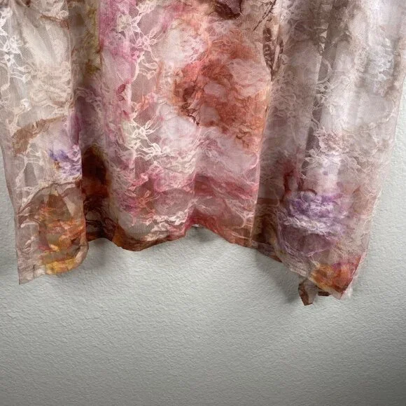 Cal Style Top Women's Lace Tunic Asymmetrical Hem Pink 2XL Fairy Romantic Boho - Picture 10 of 12